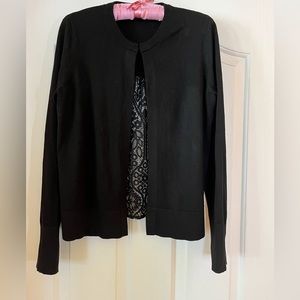Loft black knit sweater with lace back.  Size M